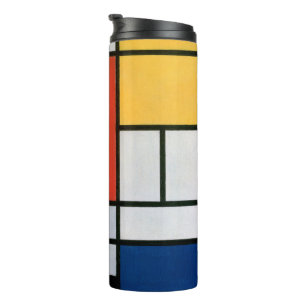 Termo Composición Mondrial Negro Rojo Amarillo