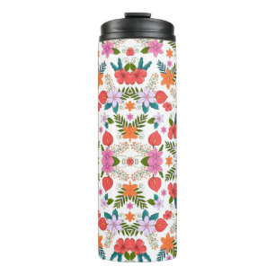 Termo con estampado floral con tapa negra