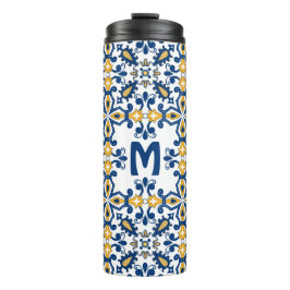 Termo Con 💛 inicial 💙 azules y amarillos Azulejos