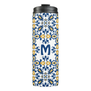 Termo Con 💛 inicial 💙 azules y amarillos Azulejos