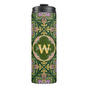 Termo Con nombre Oliva y Azulejos de lavanda 