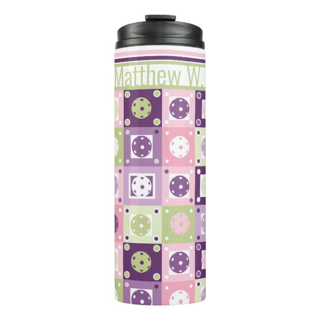 Termo Con nombre personalizado Bolas de Pollo Verde y Mo (Anverso)