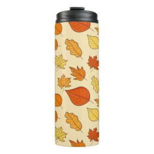 Termo Concepto de hoja: Patrón de símbolos de otoño