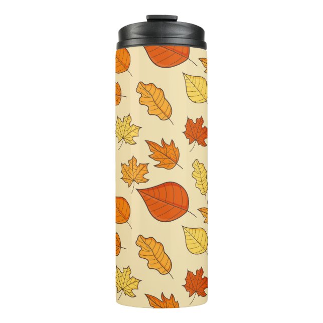 Termo Concepto de hoja: Patrón de símbolos de otoño (Anverso)