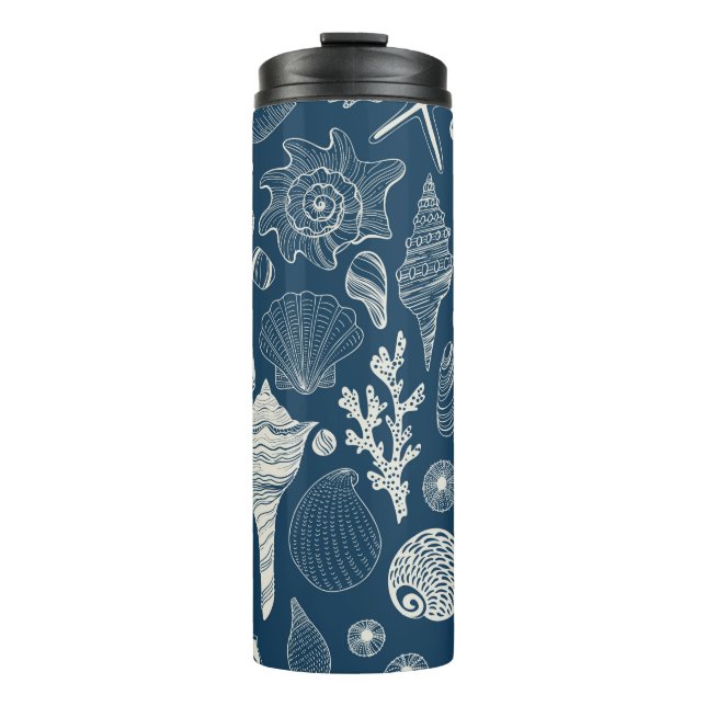 Termo Conchas marinas sobre azul oscuro (Anverso)