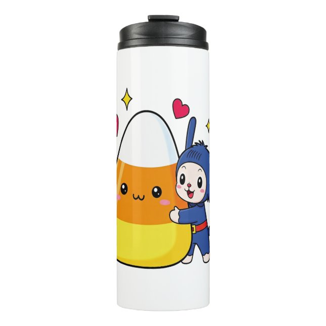 Termo Conejito Adorable Abrazando Caramelo de Maíz (Anverso)