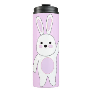 Termo Conejito. Blanco y rosa.