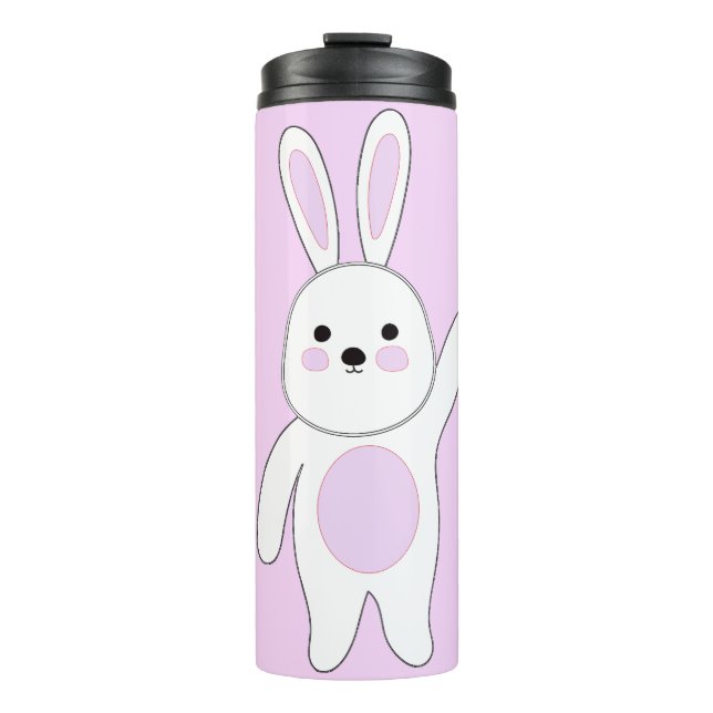 Termo Conejito. Blanco y rosa. (Anverso)