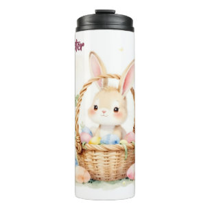 Termo Conejito de Pascua en Cesta con Huevos Coloridos