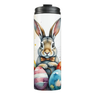 Termo Conejito de Pascua lindo con huevos pintados de co