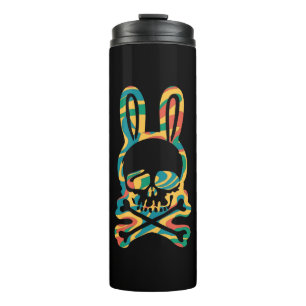Termo Conejo de Pascua Retro Tie Dye Conejo Cráneo Cruz 