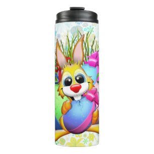 Termo Conejo divertido mordiendo un huevo de Pascua