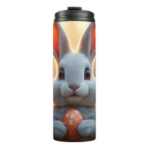 Termo Conejo feliz de Pascua en la magia de la primavera
