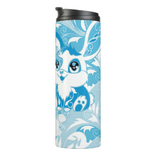 Termo Conejo Feliz de Pascua  Kawaii Azul Adorable