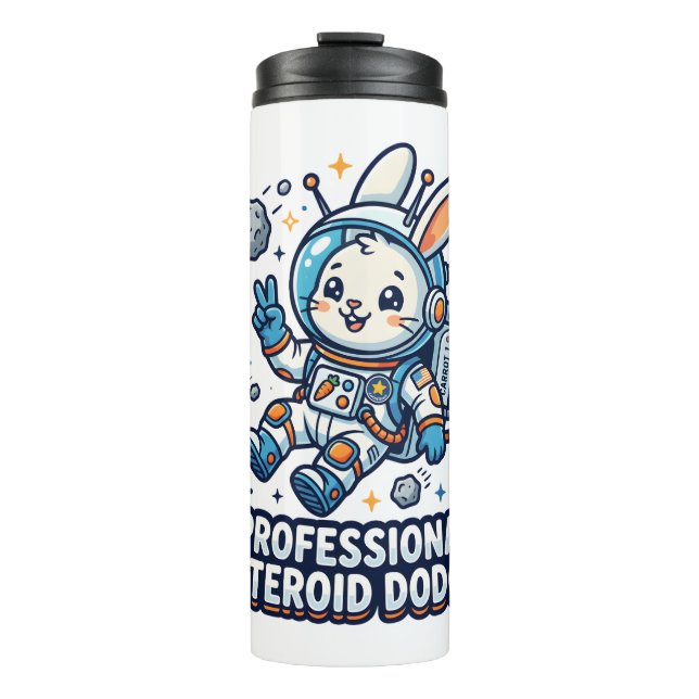 Termo Conejo Profesional que Esquiva Asteroides (Anverso)