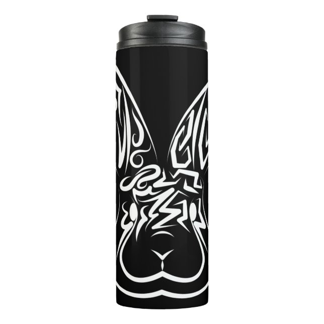 Termo Conejo tribal blanco y negro (Anverso)