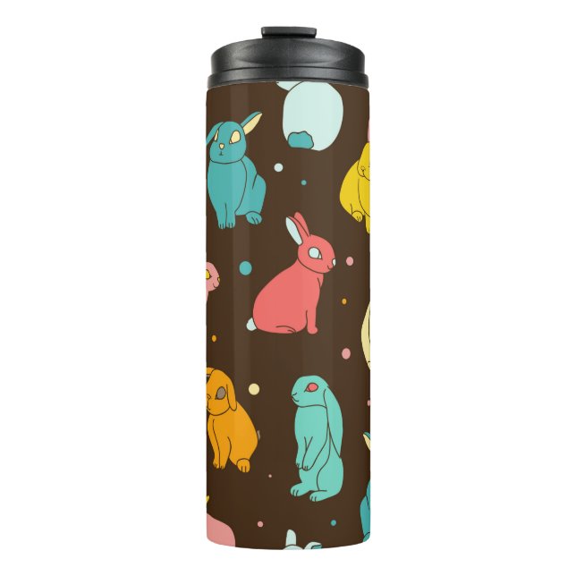 Termo Conejos multicolores, diferentes conejos, se cierr (Anverso)