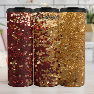 Termo Confeti Festivo Brillante Dorado Rojo