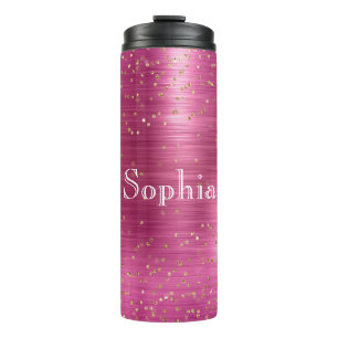Termo Confetti de espuma de oro de Glam rosa personaliza