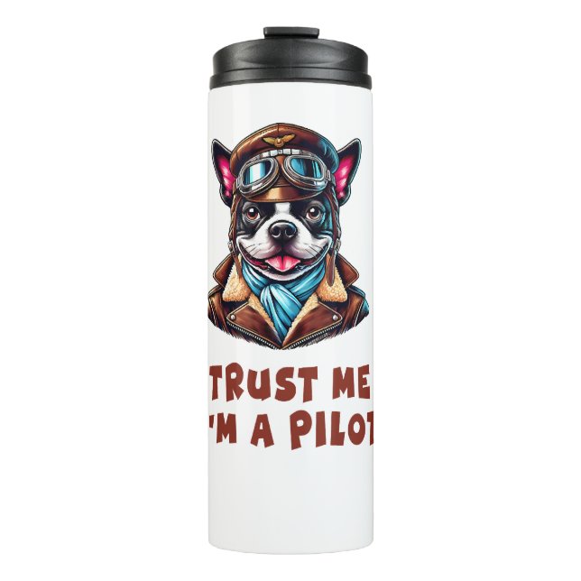 Termo Confía en mí, soy piloto (Anverso)
