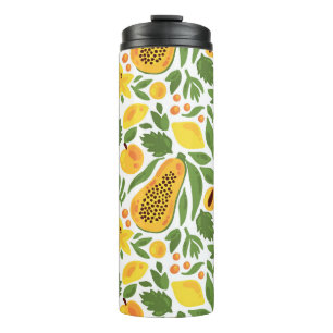 Termo Conjunto de frutas exóticas: Papaya, limón, mango