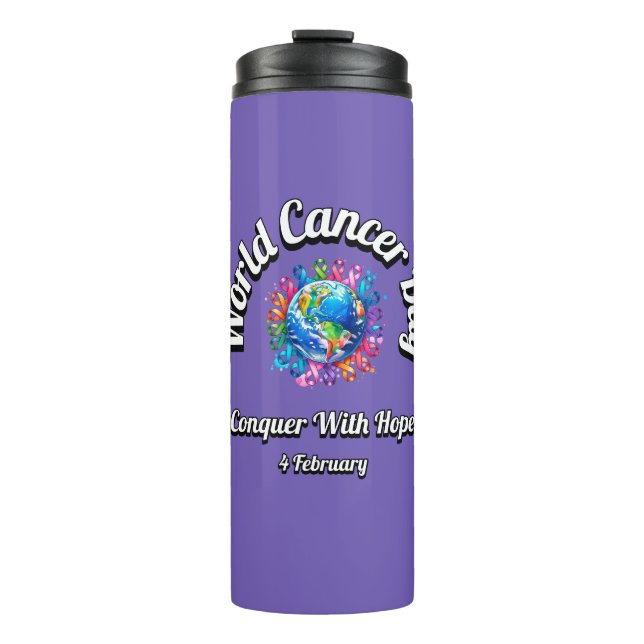 Termo Conquistar Con Esperanza. Día Mundial del Cáncer. (Anverso)