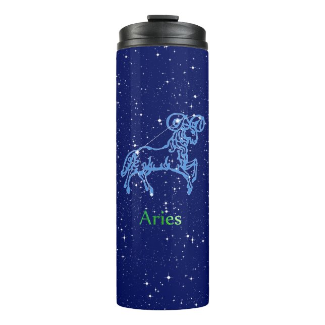 Termo Constelación de Aries y Rótulo Zodiaco con estrell (Anverso)