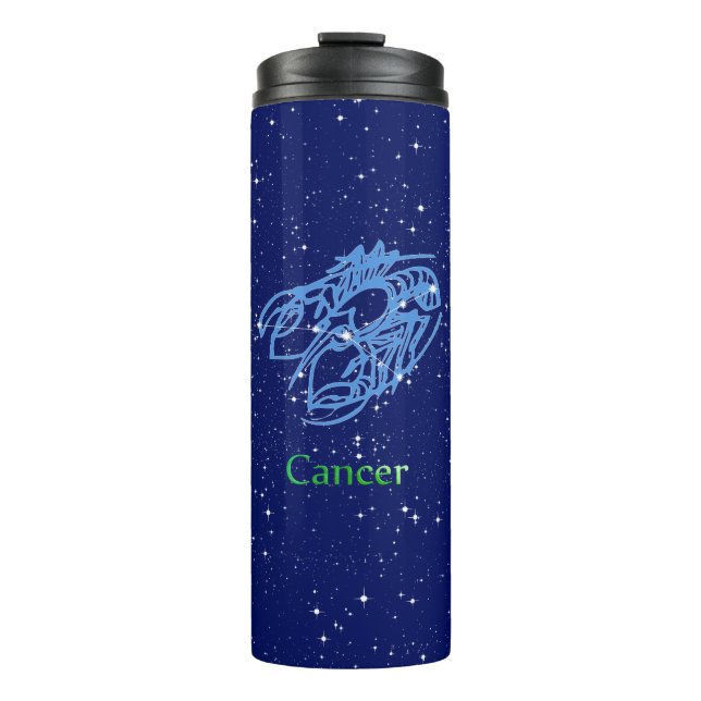 Termo Constelación de cáncer y Rótulo zodiaco con estrel (Anverso)