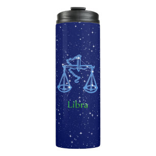 Termo Constelación de Libra y Rótulo Zodiaco con estrell