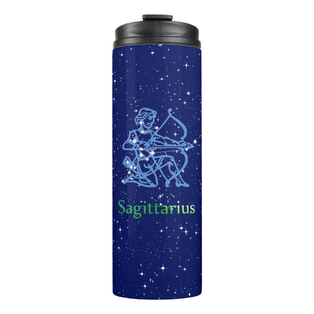 Termo Constelación de Sagittarius y Rótulo de Zodiac con (Anverso)