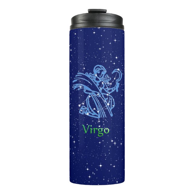 Termo Constelación de Virgo y Rótulo Zodiaco con estrell (Anverso)