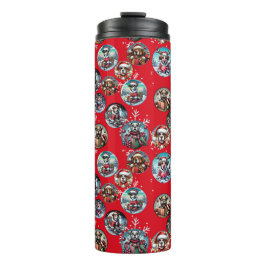Termo Copo de nieve ilustrado rojo y perros Regalo de Sa