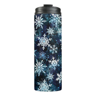 Termo Copo de Nieve Profundo Azul Mágico de Invierno Noc