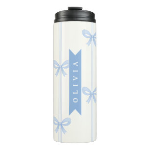 Termo Coqueta de lazo azul personalizado estético de nom