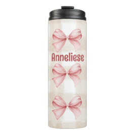 Termo Coquette Bows personalizados con gingham Beige