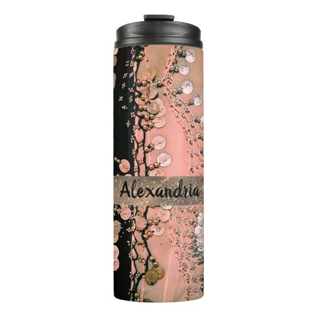 Termo Coral rosado y escarcha gitana negra (Anverso)