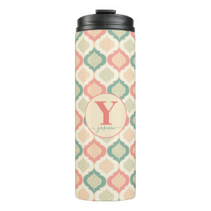 Termo Coral, verde y crema árabe personalizado