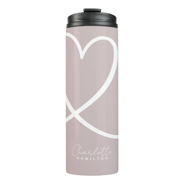 Termo Corazón de Amor Moderno Rosa Blush Blanco Personal (Anverso)