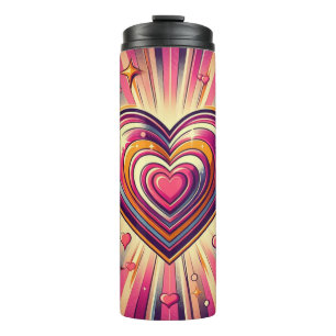 Termo Corazón de arte pop de los años 70/San Valentín