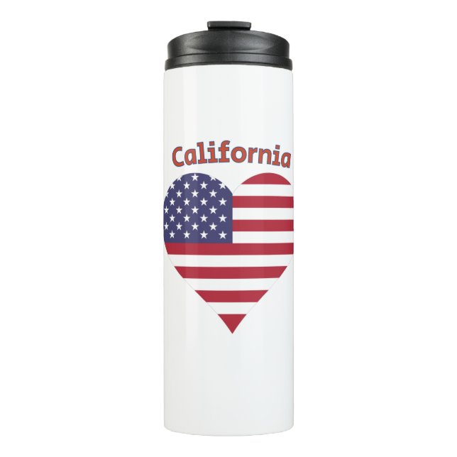 Termo Corazón de Bandera Americana de California (Anverso)