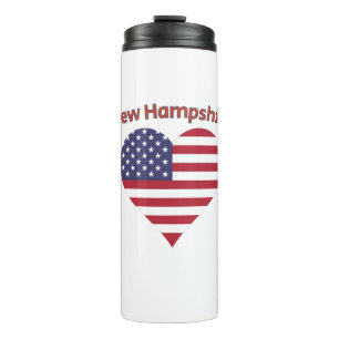 Termo Corazón de bandera americana de New Hampshire