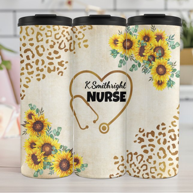 Termo Corazón de estampado de leopardo de girasol de enf (Subido por el creador)