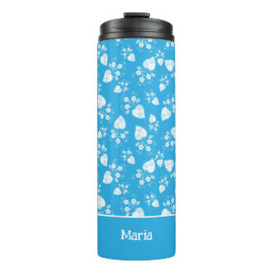 Termo Corazón de flores azul