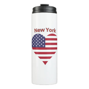 Termo Corazón de la bandera estadounidense de Nueva York