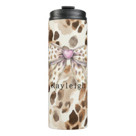 Termo Corazón de leopardo con lazo rosa