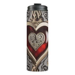 Termo Corazón de Steampunk - Amor Mecánico Intrincado