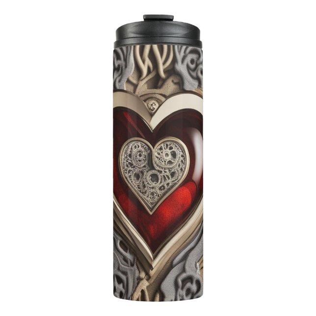 Termo Corazón de Steampunk - Amor Mecánico Intrincado (Anverso)