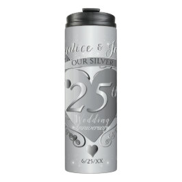 Termo Corazón del 25° Aniversario del Boda 