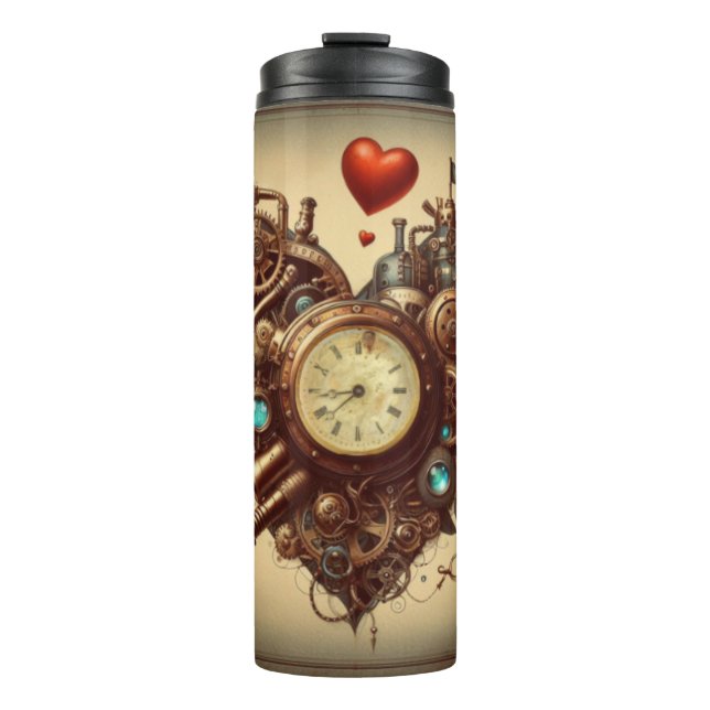 Termo Corazón/el día de San Valentín de Steampunk (Anverso)