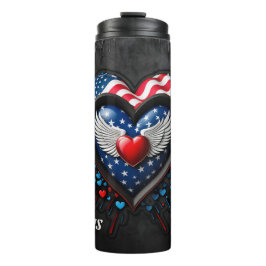 Termo Corazón en los colores de la bandera estadounidens
